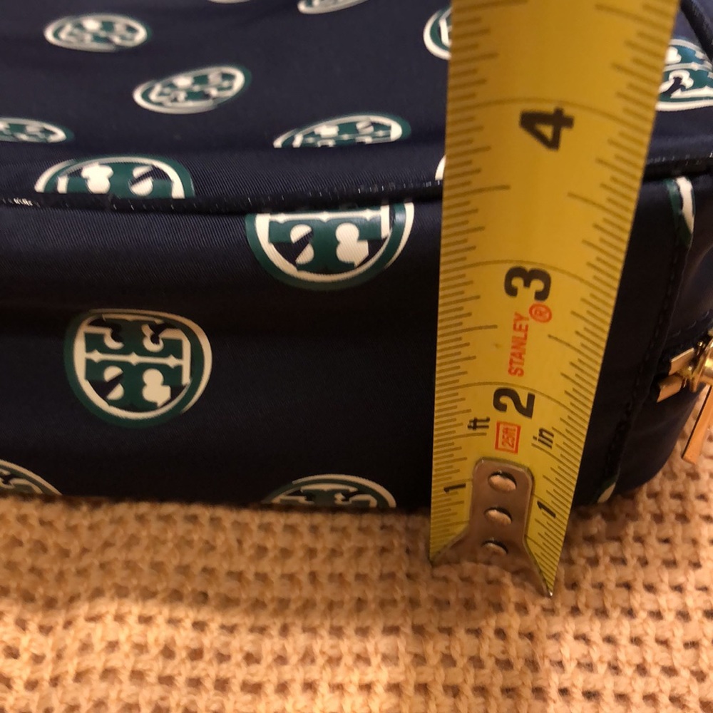 Designer-Inspired Navy Cosmetic Case with Logo Print - Picture 7 of 7